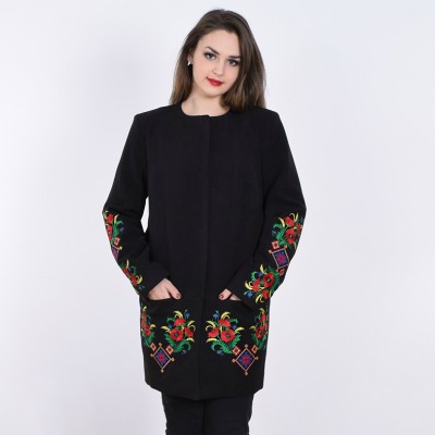 Embroidered coat "Modern" black