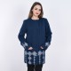 Embroidered coat "Melody" dark blue