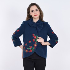 Embroidered coat "Flower Magic" dark blue
