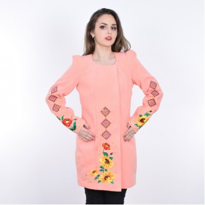 Embroidered coat "Valley of Sun" peach