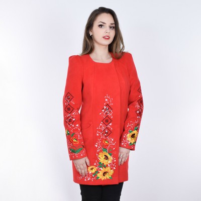 Embroidered coat "Valley of Sun" red