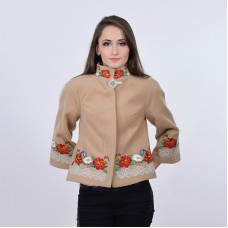 Embroidered coat "Lace" beige