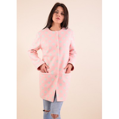 Polka Dot Cashmere Coat "Nymph" soft pink