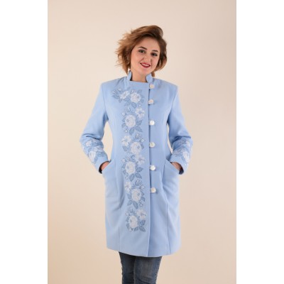 Embroidered coat "Rose Lace" Plus size, light blue