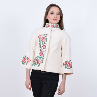Embroidered coat "Wild Rose" white