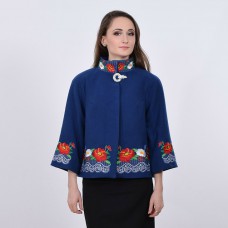Embroidered coat "Lace" blue