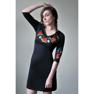 Embroidered dress "Bouquet Long Sleeves"