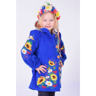 Embroidered coat for girl "Butterfly" light blue