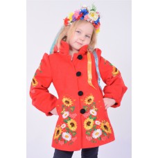 Embroidered coat for girl "Butterfly" red