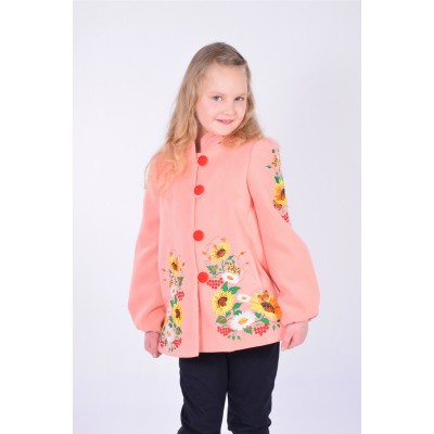 Embroidered coat for girl "Butterfly" pink