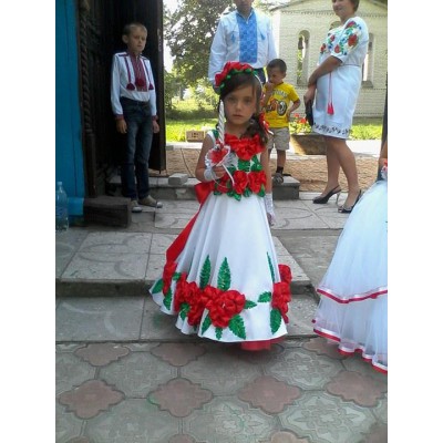 Beads and Ribbons Embroidered Dress and Handbag for girl "Royal"