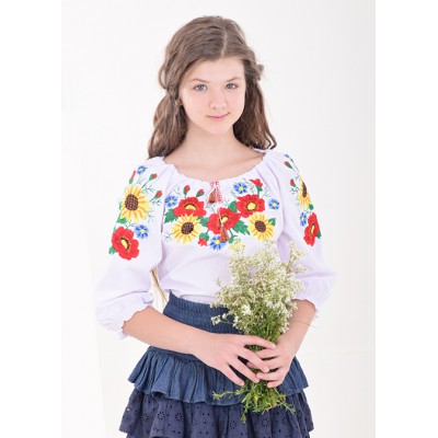 Embroidered blouse for little girl "Panna: Golden"