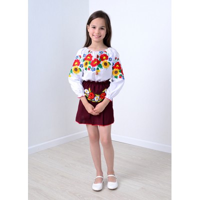 Embroidered blouse for little girl "Panna: August Colours"