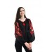 Boho Style Ukrainian Embroidered Folk  Blouse "Richelieu" red on black