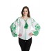 Boho Style Ukrainian Embroidered Blouse "Tree of Life" green on white