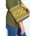 Boho Style Ukrainian Embroidered Blouse "Carpathian Flower" yellow on olive