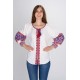 Boho Style Ukrainian Embroidered Blouse "Carpathian Flower" red on white