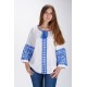 Boho Style Ukrainian Embroidered Blouse "Carpathian Flower" blue on white