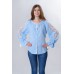 Boho Style Ukrainian Embroidered Blouse "Richelieu" gentle blue