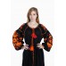 Boho Style Ukrainian Embroidered Dress "Fiery Bird" orange on black