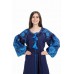 Boho Style Ukrainian Embroidered Dress "Life Tree" blue on navy