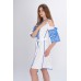 Boho Style Ukrainian Embroidered Dress "Carpathian Flower Summer" blue on white
