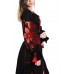 Boho Style Ukrainian Embroidered Dress "Richelieu" maxi red on black
