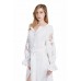 Boho Style Ukrainian Embroidered Dress "Richelieu" maxi white