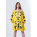 Sleeveless Ukrainian Embroidered Mini Dress "Kalyna" yellow