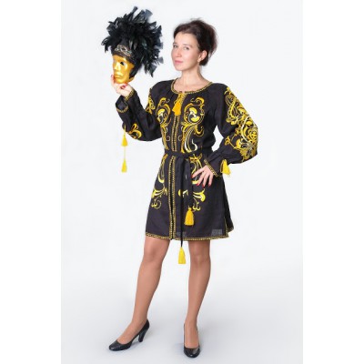 Sleeveless Ukrainian Embroidered Mini Dress "Herbs"
