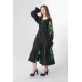 Boho Style Ukrainian Embroidered Dress "Richelieu" maxi green on black