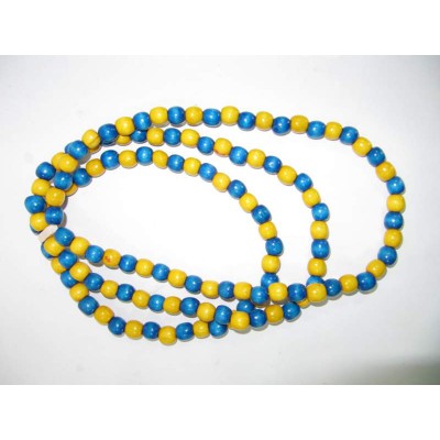 Wooden Necklace+Bracelet Yellow and Blue