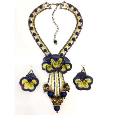 Jewellery set "Blue on Gold"