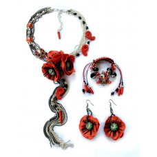 Jewellery set "Poppies Scarlett"