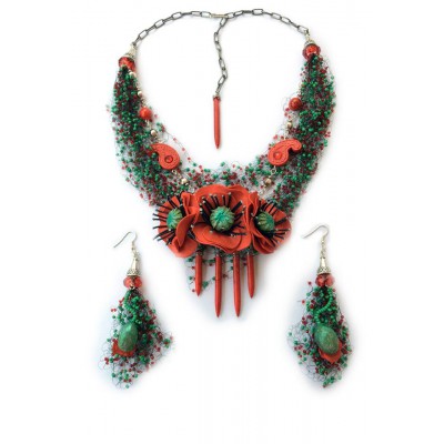 Jewellery set "Poppies Field"