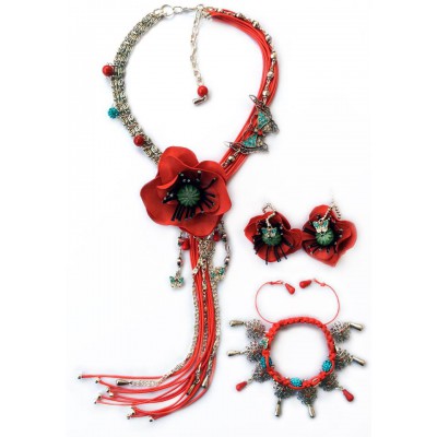 Jewellery set "Poppies on Grassland"