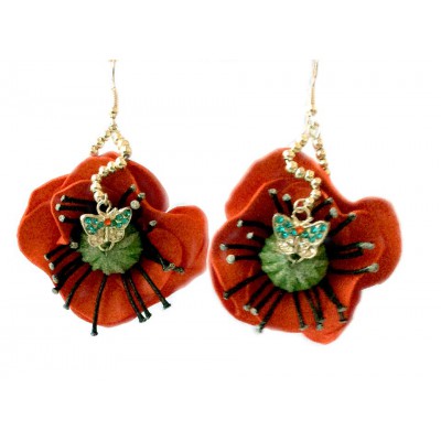 Earrings "Poppies on Grassland"