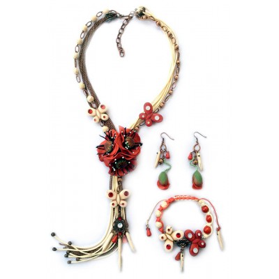 Jewellery set "Poppies Vintage"
