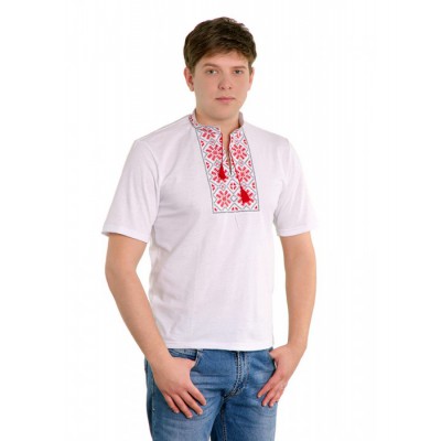 Embroidered t-shirt for man "Snowflake Red"