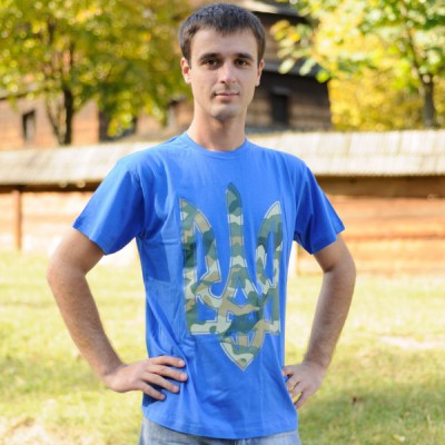 Printed Patriotic Unisex T-shirt "Trident Camouflage Blue"
