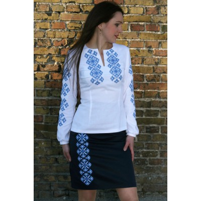 Embroidered Skirt "Dream" blue on navy