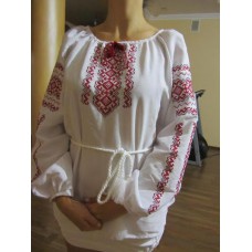 Embroidered  blouse "Lace Red on White"
