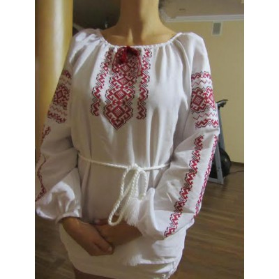 Embroidered  blouse "Lace Red on White"