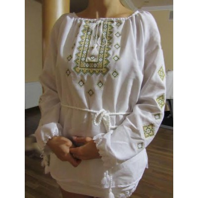 Embroidered  blouse "Twinkling Stars Lime on White"