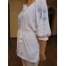 Embroidered  blouse "Shining Moon Blue on White"