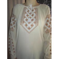 Embroidered  blouse "Chiffon Weaving Brown on White"