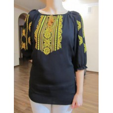 Embroidered  blouse "Magic Triangles Yellow on Black"