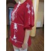 Embroidered  blouse "Shining Moon White on Red"