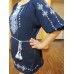 Embroidered  blouse "Shining Moon Bronze on Black 1/2 sleeve"