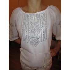 Embroidered  blouse "Fantastic Flowers Silver on White"